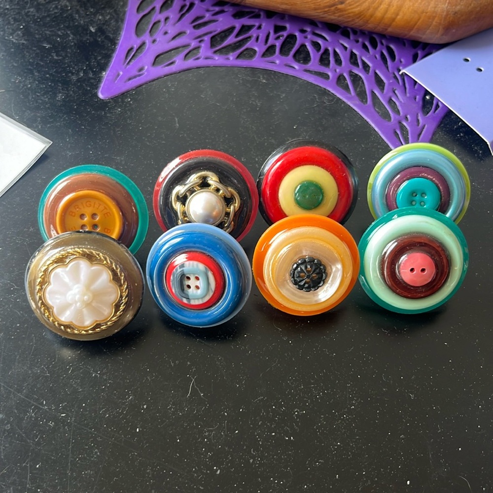8pc Button Ring Set